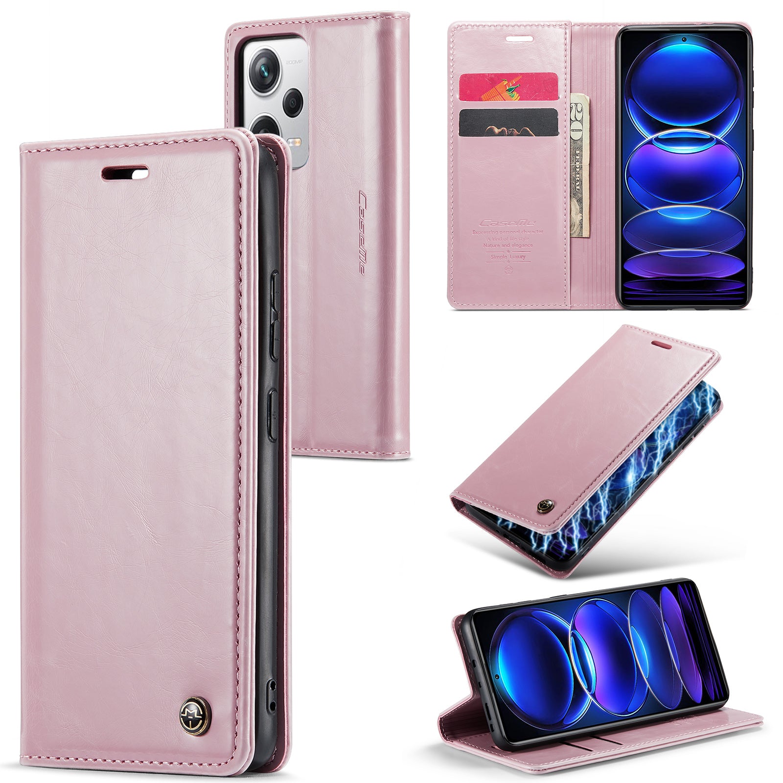 CASEME 003 Series For Xiaomi Redmi Note 12 Pro 5G PU Leather Phone Cover Waxy Texture Phone Case with Wallet Stand CASEME 003 Series For Xiaomi Redmi Note 12 Pro 5G PU Leather Phone Cover Waxy Texture Phone Case with Wallet Stand